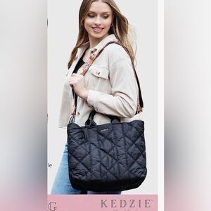 Kedzie Black Quilted Tote Bag